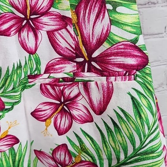 Crown & Ivy Women’s Blazer XL Hawaiian Pink Hibiscus Linen Suit Jacket Floral - Picture 6 of 9